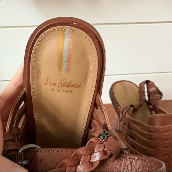Sam Edelman Anthropologie Holland Brown Woven Ankle Strap Heels Sandals Boho 8.5 - Picture 9 of 12